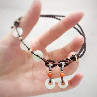 【历程】翡翠平安扣宫廷典雅风脚链