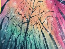 第一次画水彩，星星不会画啊，好丑…