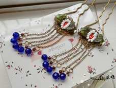 【戏鱼】原创对钗
不同于其他饰品的清新，这个更有古典的韵味。形于双鱼戏珠，重在于“戏”而非“鱼”，故称“戏鱼”。