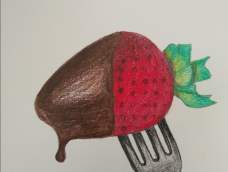 彩铅画~巧克力草莓。主页有教程😊