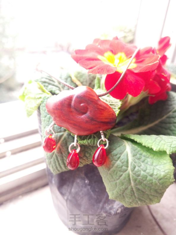 霏·红，印度小叶紫檀，搭配捷克琉璃珠，可爱又特别。 第2张