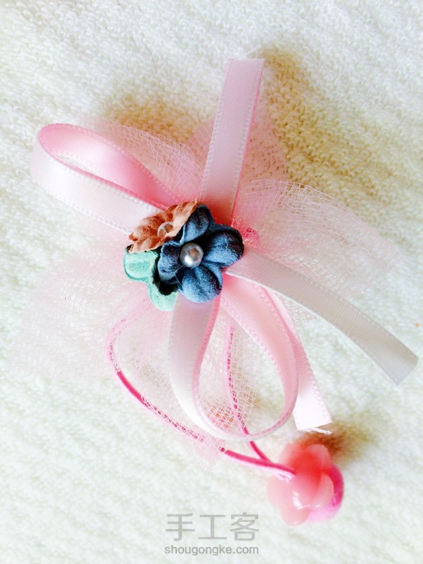 〖枫恋雅阁〗原创DIY 手工樱花🌸粉嫩公主网纱皮筋发绳！另外有立体皇冠发夹！已经制作教程！喜欢的可以关注一下！视频的话，如果呼声大，我再抽空安排一个！新婚燕尔的，你们懂哦(ᵒ̤̑₀̑ᵒ̤̑)哦！ 第3张