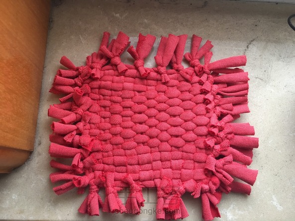 按照教程拿一件旧t恤做的，就是编的不整齐，下次继续加油。