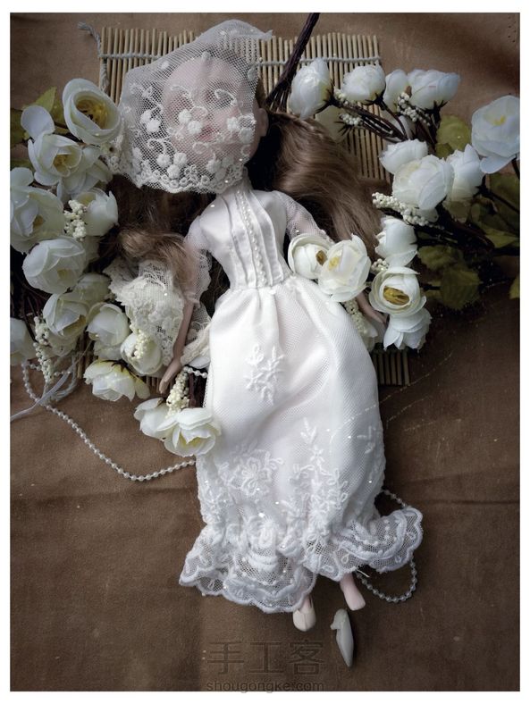 可儿体婚纱，上次没发出去？袖套改造的婚纱礼服。教程有。 第3张