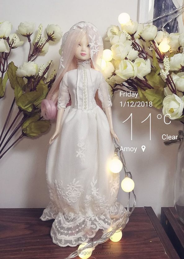 可儿体婚纱，上次没发出去？袖套改造的婚纱礼服。教程有。 第6张