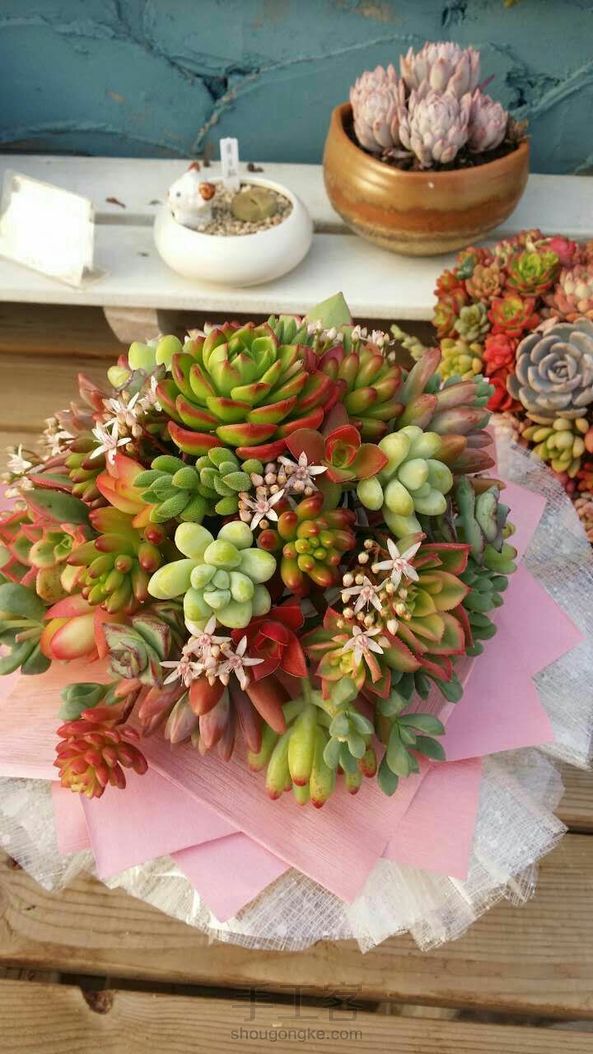 2017年从“心出发，继续分享多肉植物魅力，会以花艺作品为主，先分享第一个作品——新娘手捧花。 第7张