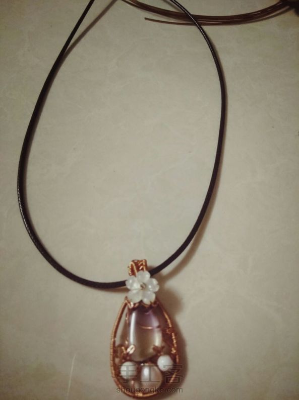 仿了一个，有点丑。紫黄晶透明的，背后的铜线有点乱 第1张