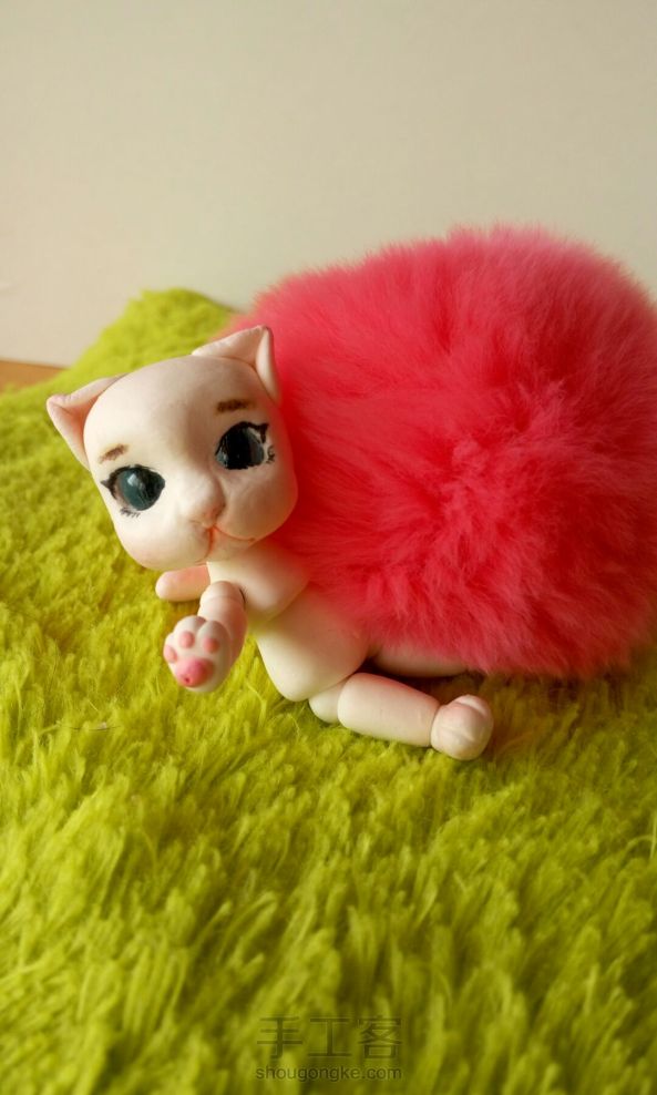 #叶罗丽，自制娃娃#，自己用粘土做的可动小猫，希望大家帮忙取个名字，有教程，欢迎大家捧场😘 第1张