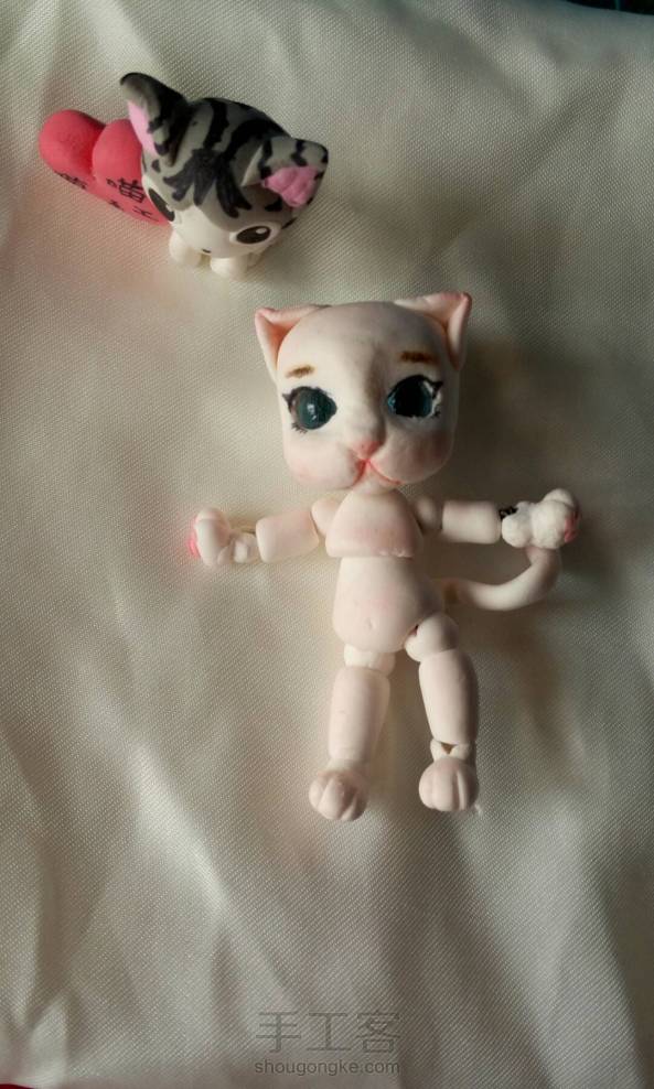 #叶罗丽，自制娃娃#，自己用粘土做的可动小猫，希望大家帮忙取个名字，有教程，欢迎大家捧场😘 第7张