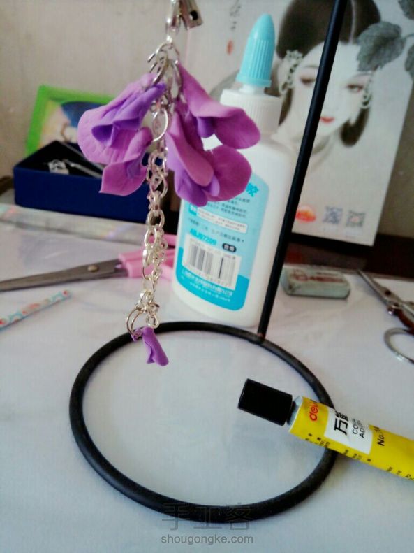 仿轩文景姐姐的紫藤发簪，紫藤和樱花也是我最喜欢的花呢😊😘 第3张