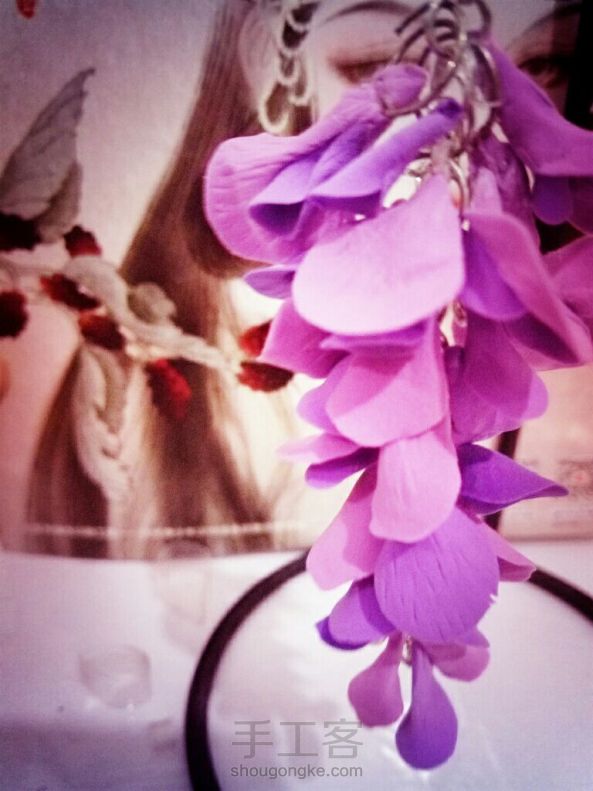 仿轩文景姐姐的紫藤发簪，紫藤和樱花也是我最喜欢的花呢😊😘 第5张