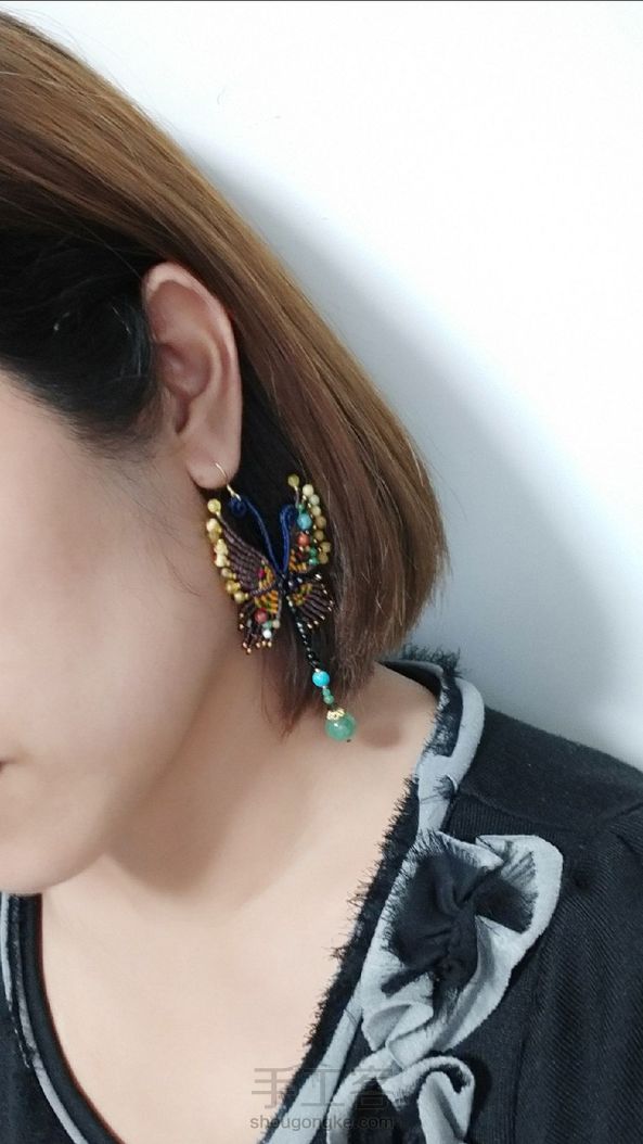 终于编好一只耳环😊 第1张