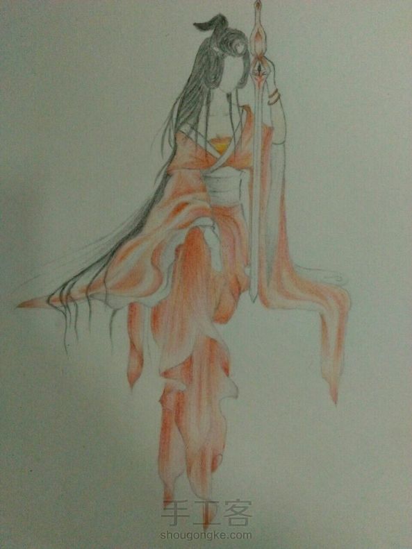 脸毁。。
桃花毁。。。
衣服下面好像画短了。。。。 第1张