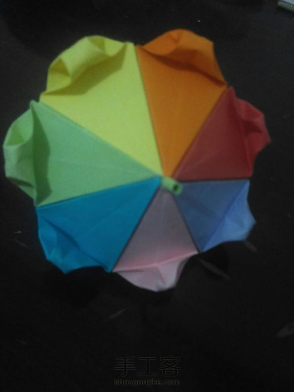 我用了七张纸折伞面