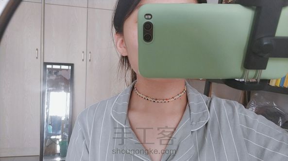 颈围34厘米.
用线根据教程的长度，2根1米的可剪短，80厘米也足够了。
开心呀！