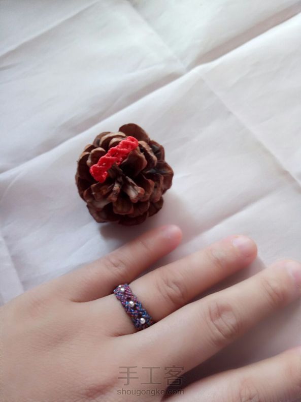 客户定制的花朵🌺手机链~手绳和戒指💍，一根根线，通过一些变化，就成了这样美的物料~喜欢~一绳定情手作~ 第5张