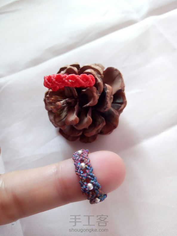 客户定制的花朵🌺手机链~手绳和戒指💍，一根根线，通过一些变化，就成了这样美的物料~喜欢~一绳定情手作~ 第6张