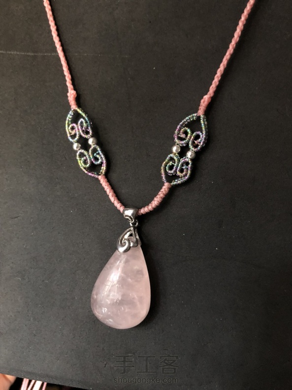 谢谢手老师的教程！编出来虽然没有手老师的精致，但这个花好配这个吊坠，感觉很漂亮， 第4张