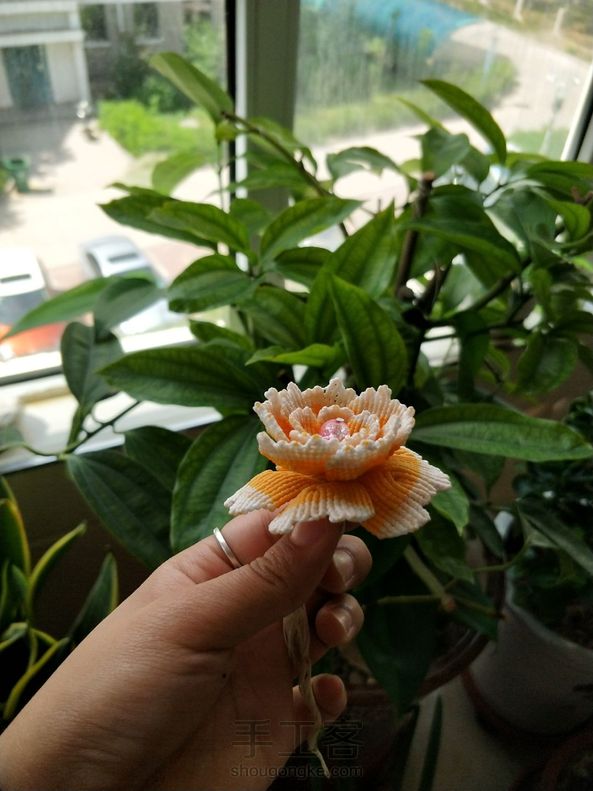 牡丹花…………
还是半成品，不知该做成车挂还是摆饰，大家帮我出出主意喽