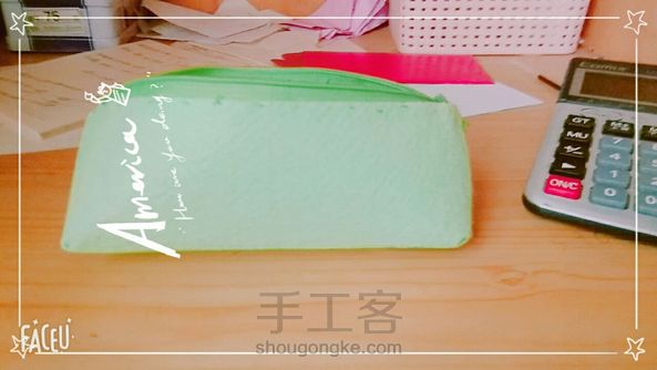 没贴手工标，只懒懒的缝了几针，有些地方没缝到。好丑哇