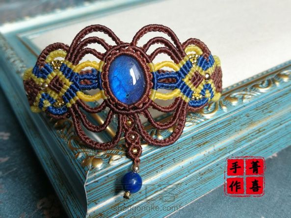 本来老师这款手链是宽版，但自己胳膊细，所以去掉了部分布线，硬着头皮做完，结果自己还算满意！👌😜😄 第8张