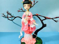 裙子袖子晾干得不够…黏在一起了 没出来那种飘逸的感觉…继续努力吧…自己加了个丑丑的梅树…