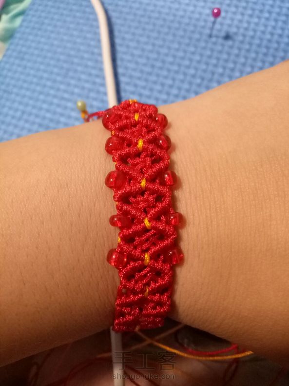 多谢老师的教程，加了一点珠子，手机链变手链，变戒指💍了…呵呵… 第1张