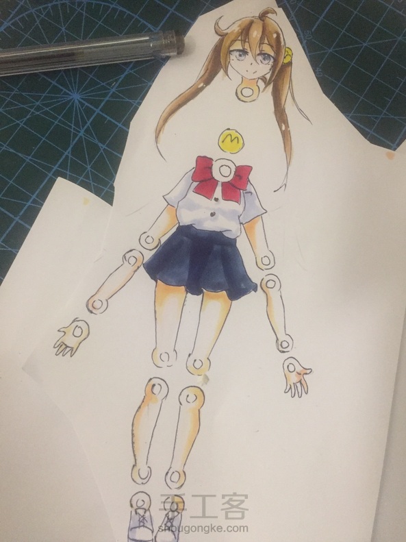用的白卡纸加黑圆珠笔诶嘿嘿 只是挖孔的时候还有粘的时候特别烦emmm 好了尽情玩弄人设 第1张