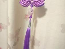 云梦江shi（九瓣莲）吊坠，为了遮住背面烧痕，用紫色的纱料缝上了花瓣～一次新的尝试