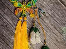 玉兰花开，蝴蝶自来！
感谢教程
编了一个双面的蝴蝶，主线用一深一浅两种颜色好了。