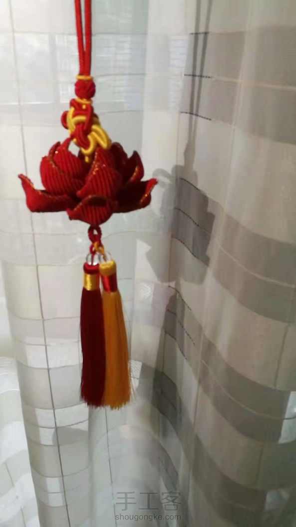 纯手工编绳莲花挂饰