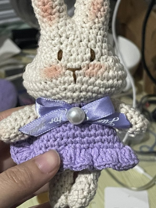 可爱的紫色钩针兔兔～ 第4张