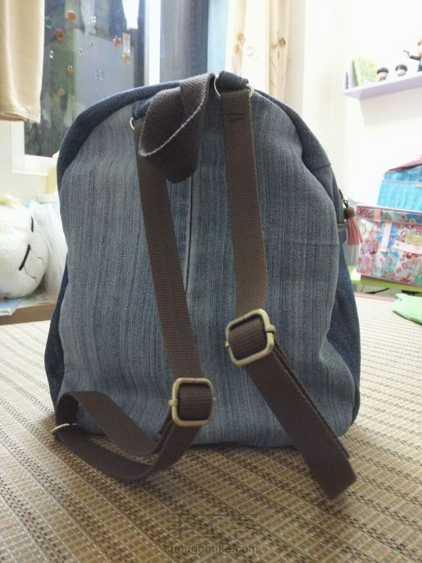 田园牛仔背包，拆了两条牛仔裤😘 第1张