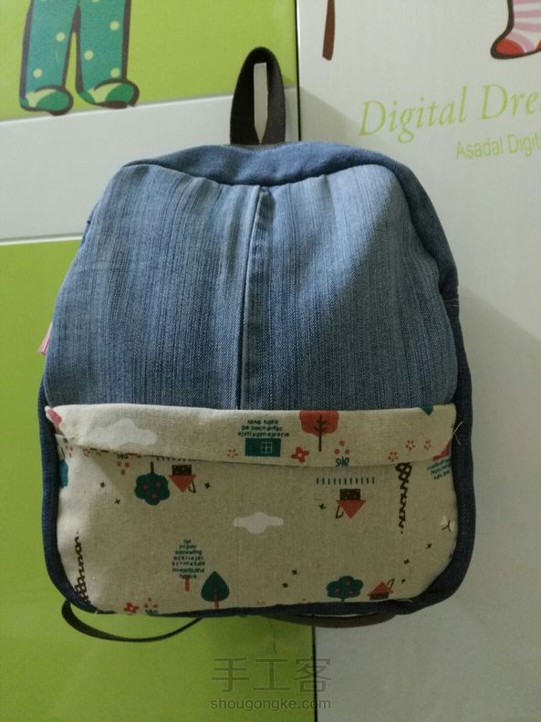 田园牛仔背包，拆了两条牛仔裤😘 第2张
