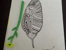 确实很喜欢这个羽毛，第一次画缠绕画！感谢原作者的作品！