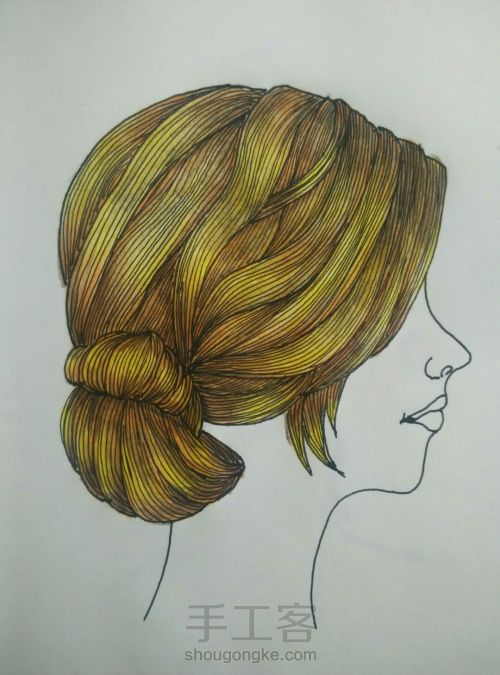 金发……彩铅画 第10步