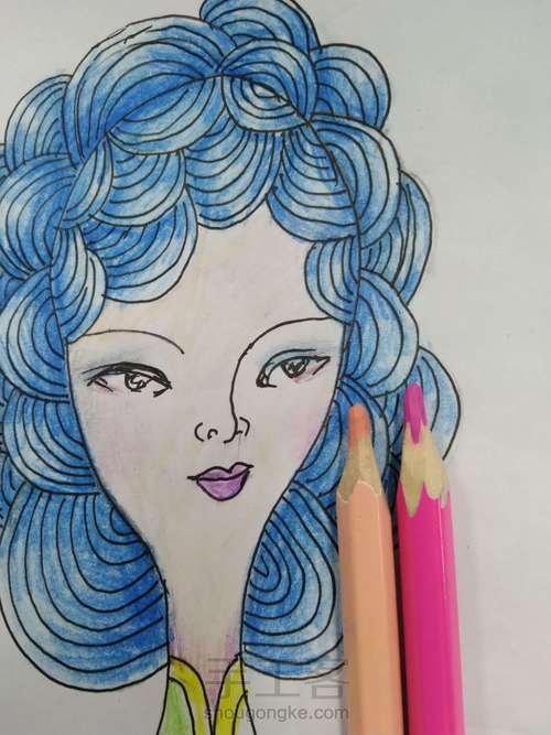 彩铅画发型 第10步