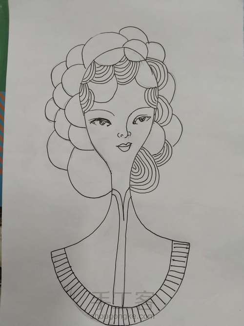 彩铅画发型 第3步