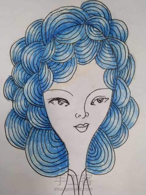 彩铅画发型 第9步