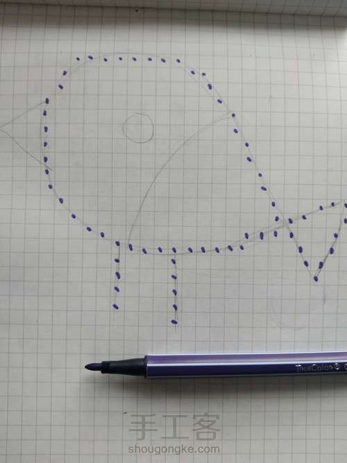 像素画，网格画……紫色小鸟 第4步