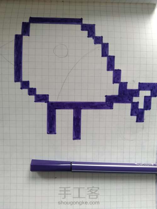 像素画，网格画……紫色小鸟 第5步