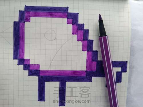 像素画，网格画……紫色小鸟 第7步