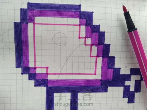 像素画，网格画……紫色小鸟 第8步