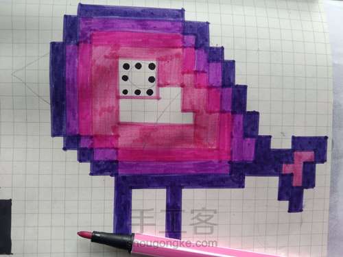 像素画，网格画……紫色小鸟 第10步