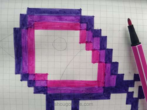 像素画，网格画……紫色小鸟 第9步