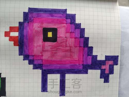 像素画，网格画……紫色小鸟 第12步
