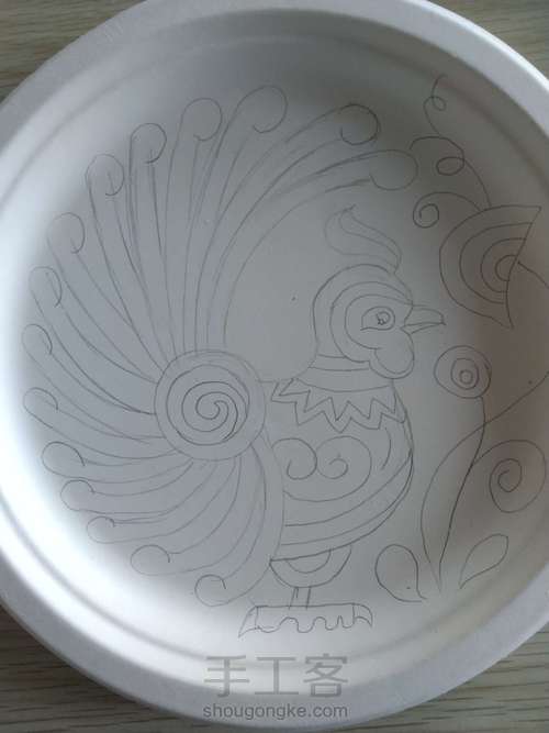 手绘挂盘__公鸡 第2步