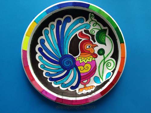 手绘挂盘__公鸡 第8步