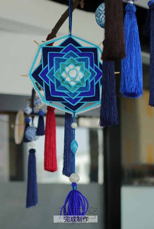 蒂哩哩原创曼陀罗编织--蓝莲花 第17步