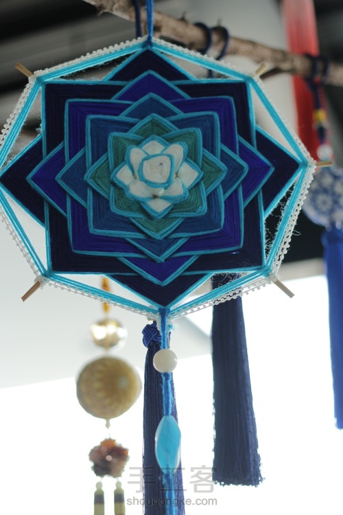 蒂哩哩原创曼陀罗编织--蓝莲花 第18步